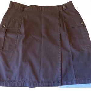 Emmanuel Emmanuel Ungaro Brown Cotton Wrap miniskirt sz 14/48 VTG Button Pockets